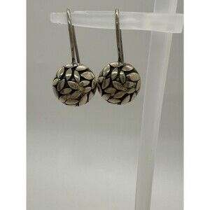 Silpada Petal Leaf Sterling Silver Earrings W1339 925 Round Ball Drop Rare HTF